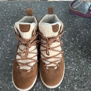 UGG Tan and Cream Lace-Up Boots